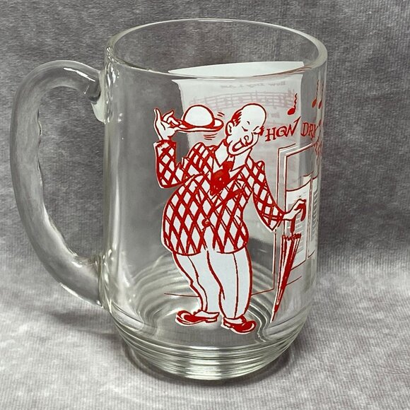Hazel Atlas Big Top Peanut Butter Glass "How Dry I Am" Song Lyrics Mug - Picture 1 of 9